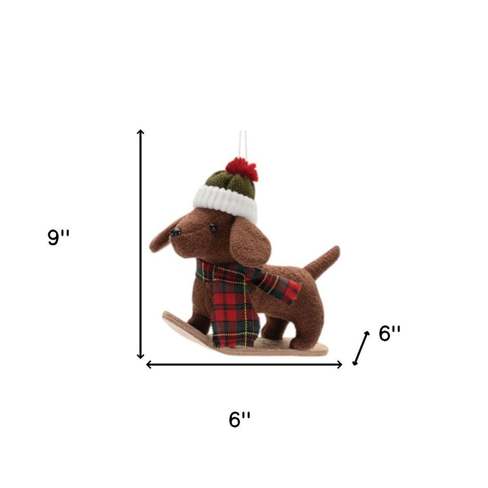 Set of Six Red Brown And Beige Shatterproof Hanging Figurine Ornaments HomeRoots