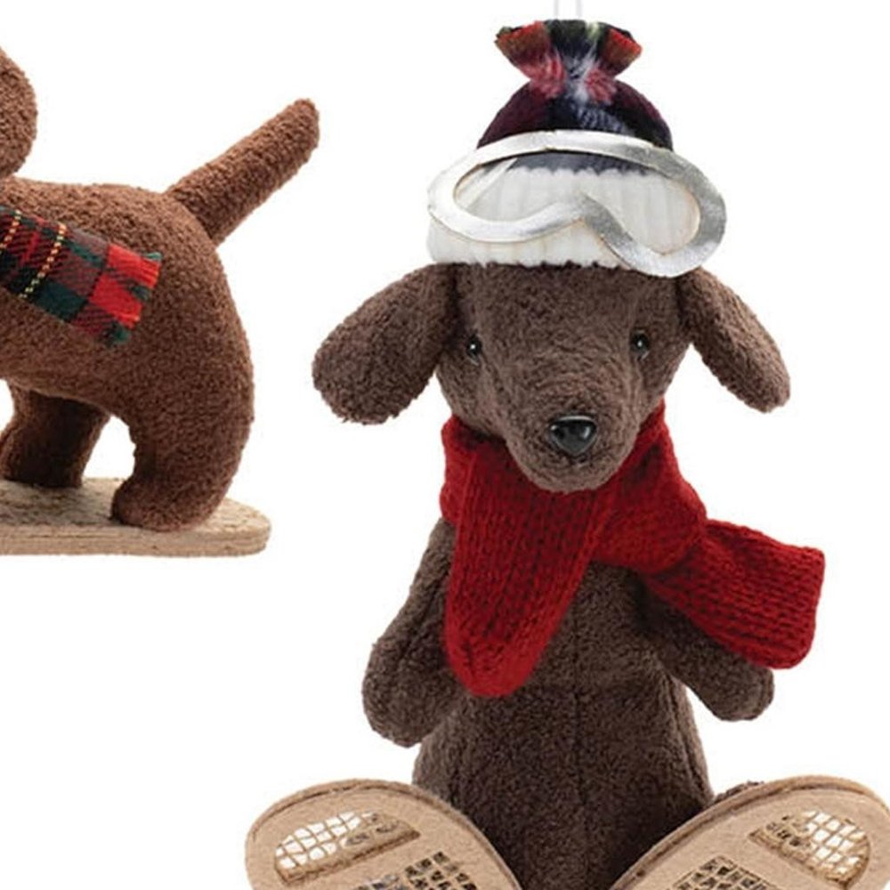 Set of Six Red Brown And Beige Shatterproof Hanging Figurine Ornaments HomeRoots