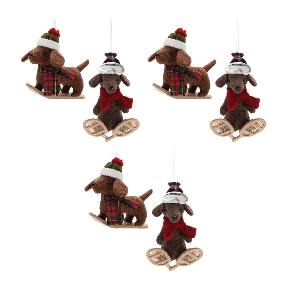 Set of Six Red Brown And Beige Shatterproof Hanging Figurine Ornaments HomeRoots