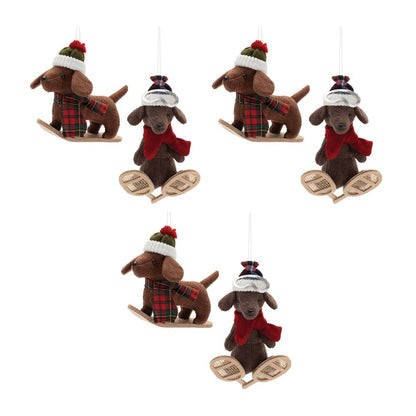 Set of Six Red Brown And Beige Shatterproof Hanging Figurine Ornaments HomeRoots