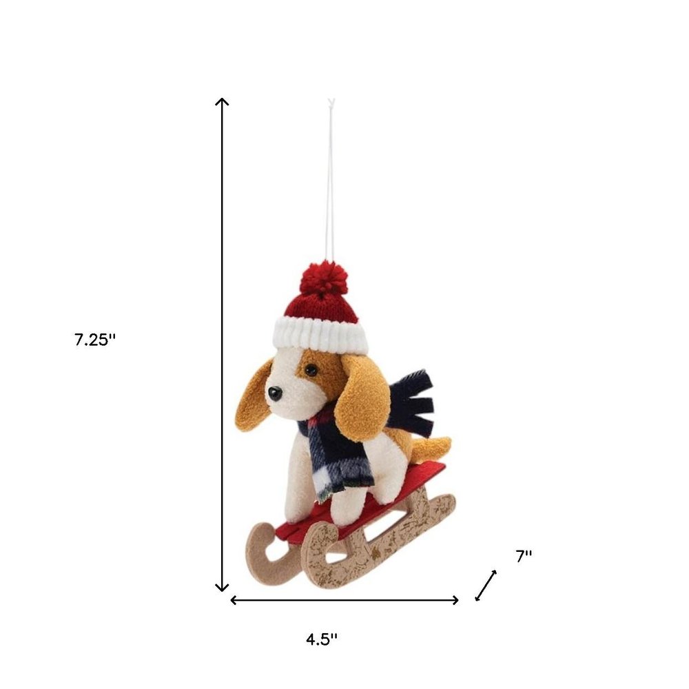 Set of Six Red White And Beige Shatterproof Hanging Figurine Ornaments HomeRoots
