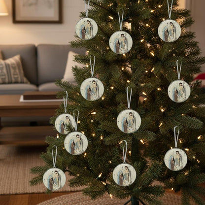 Set of Twelve Beige Brown And Blue Shatterproof Iron Hanging Figurine Ornaments HomeRoots