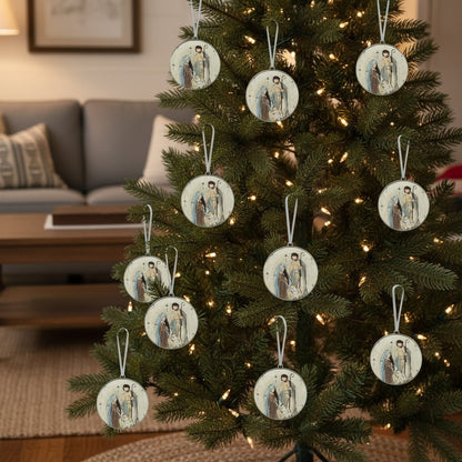 Set of Twelve Beige Brown And Blue Shatterproof Iron Hanging Figurine Ornaments HomeRoots