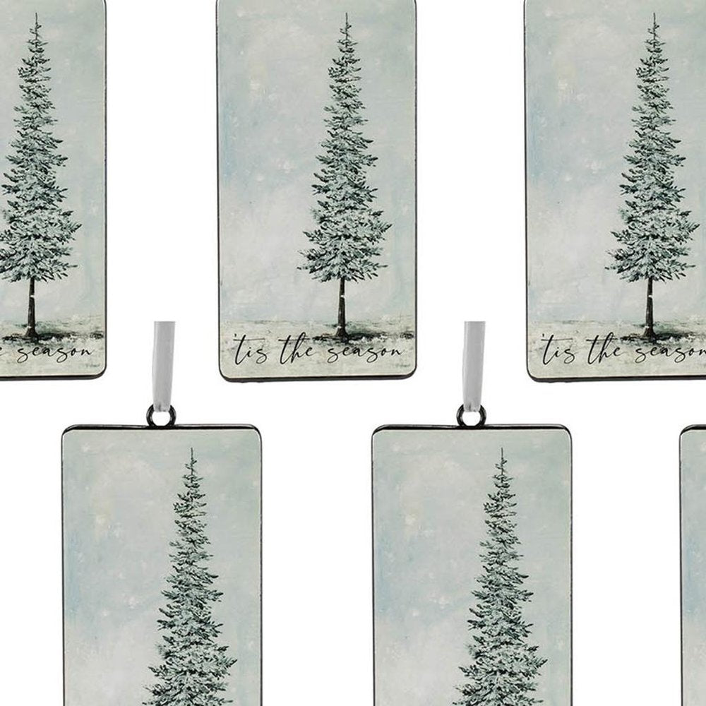 Set of Twelve Beige And Green Shatterproof Iron Hanging Figurine Ornaments HomeRoots