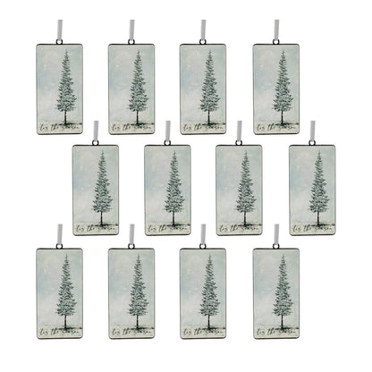 Set of Twelve Beige And Green Shatterproof Iron Hanging Figurine Ornaments HomeRoots