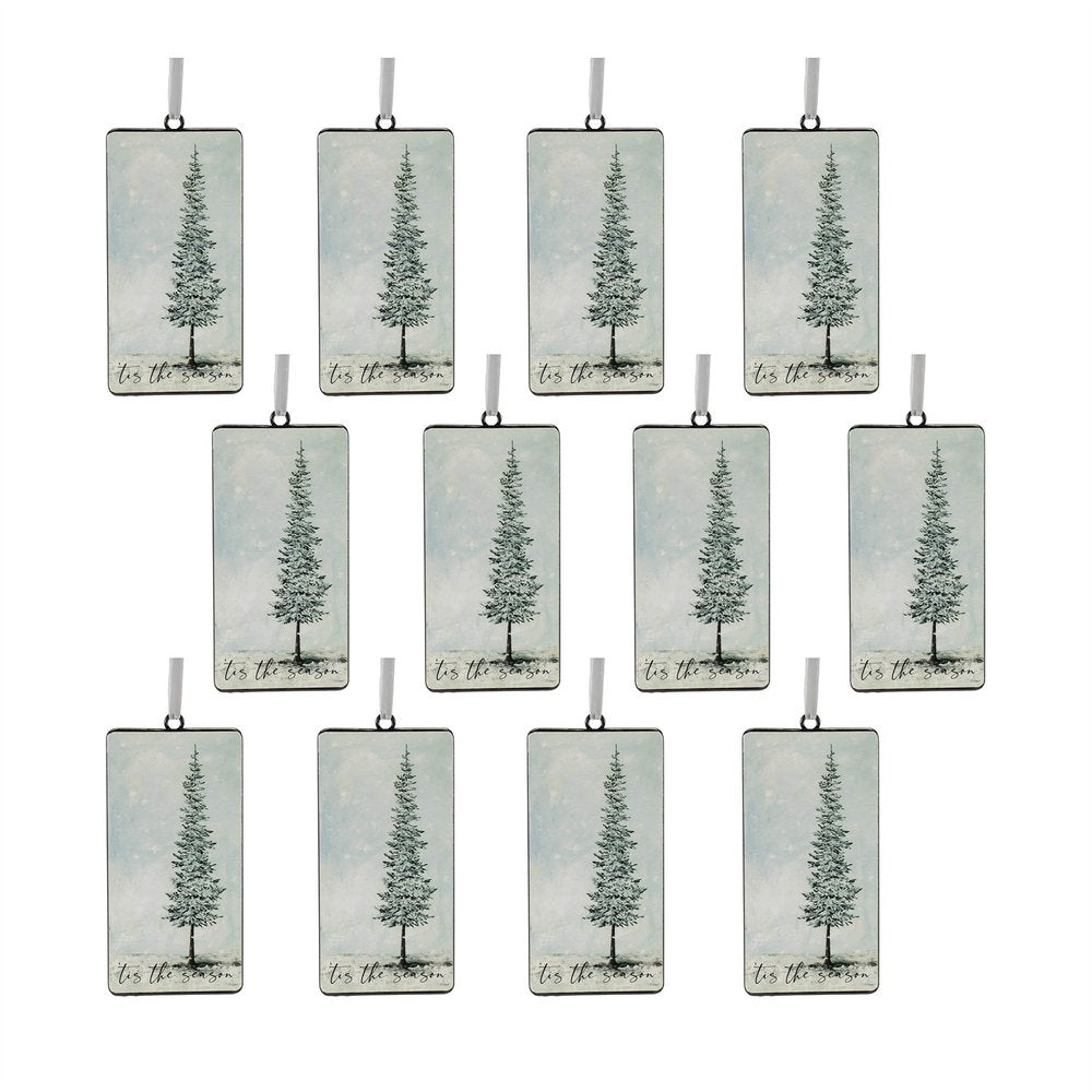 Set of Twelve Beige And Green Shatterproof Iron Hanging Figurine Ornaments HomeRoots