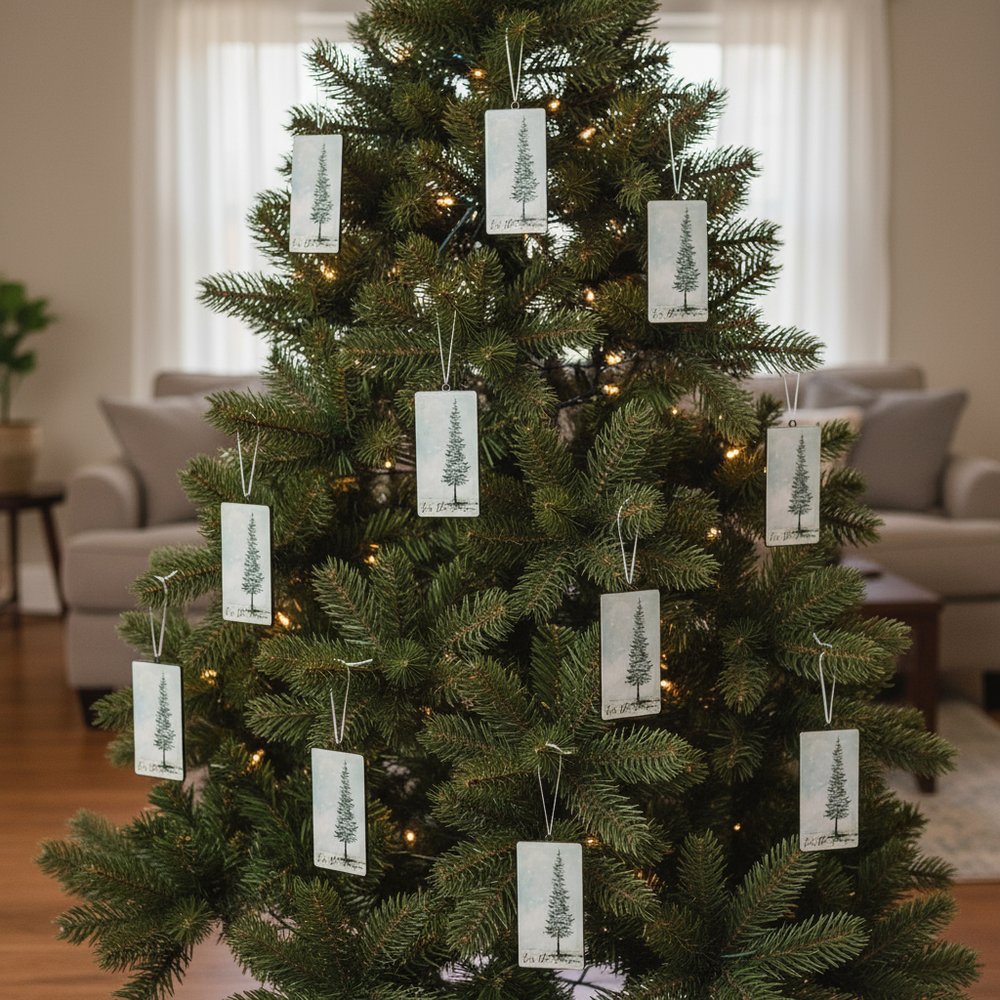 Set of Twelve Beige And Green Shatterproof Iron Hanging Figurine Ornaments HomeRoots
