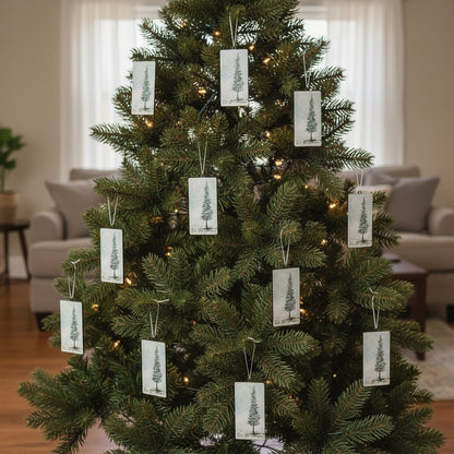 Set of Twelve Beige And Green Shatterproof Iron Hanging Figurine Ornaments HomeRoots