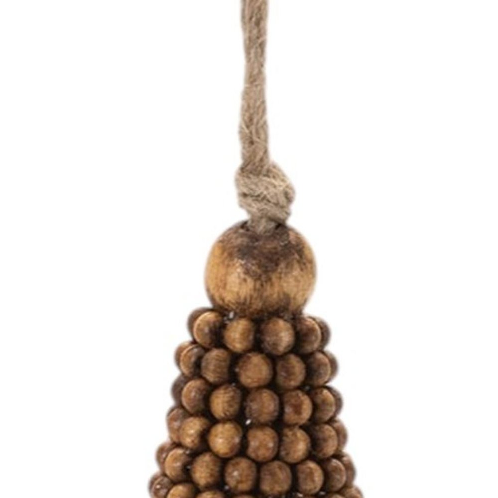 Set of Four Brown Wood Christmas Tree Shaped Ornaments HomeRoots
