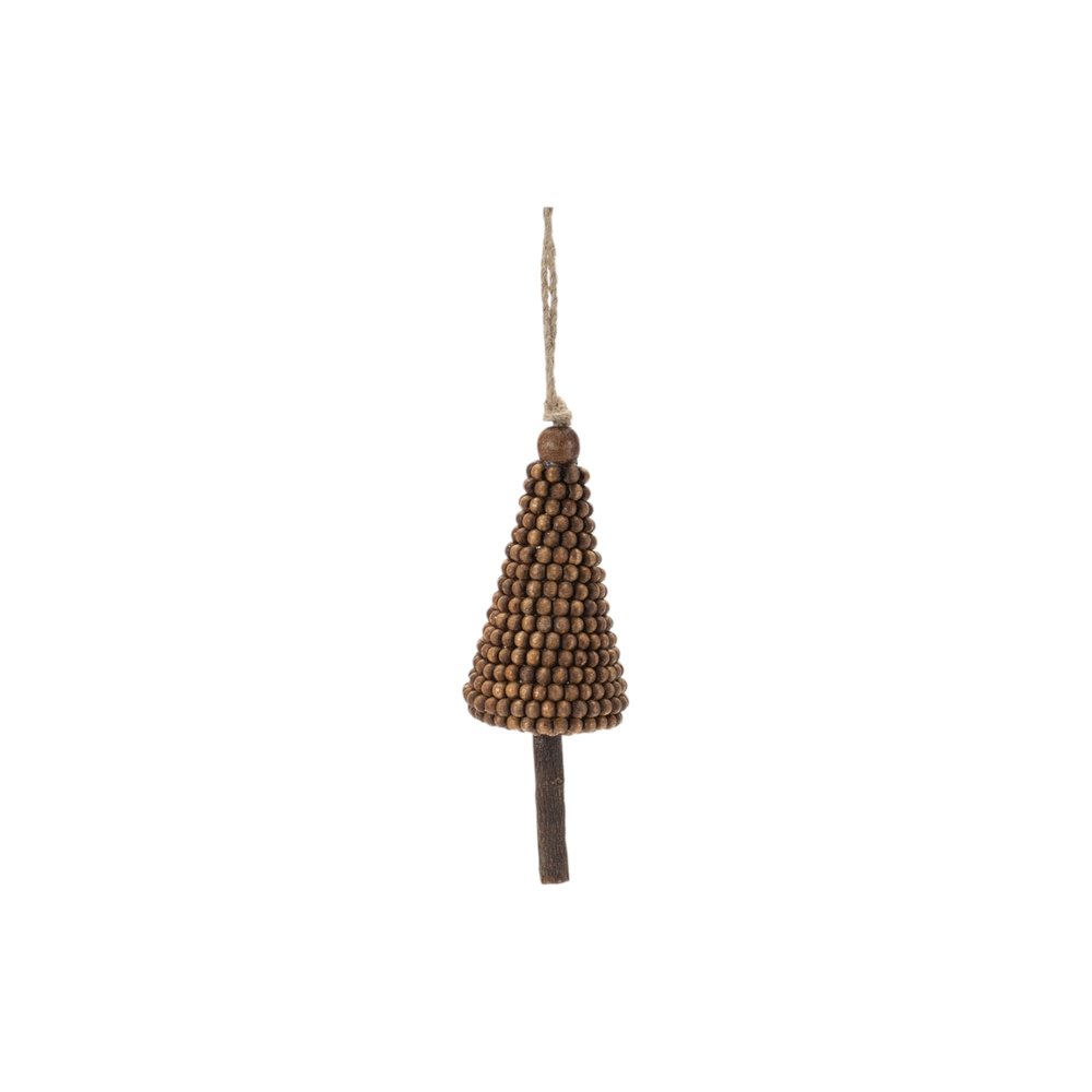 Set of Four Brown Wood Christmas Tree Shaped Ornaments HomeRoots