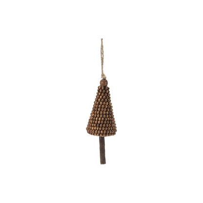 Set of Four Brown Wood Christmas Tree Shaped Ornaments HomeRoots