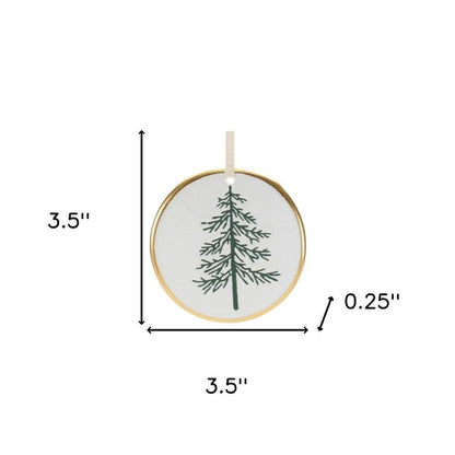 Set of Twelve White Green And Gold Ceramic Hanging Figurine Ornaments HomeRoots