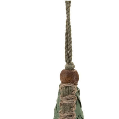 Set of Four Green And Natural Woven Bamboo Christmas Tree Shaped Ornaments HomeRoots