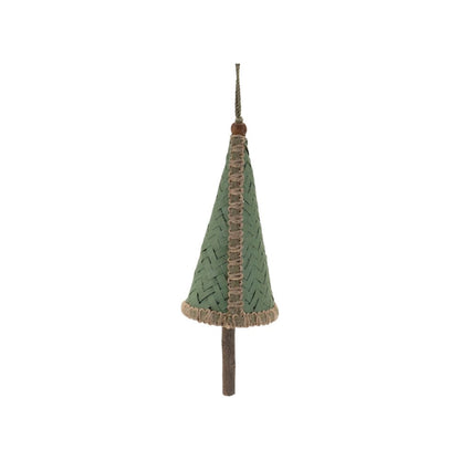 Set of Four Green And Natural Woven Bamboo Christmas Tree Shaped Ornaments HomeRoots