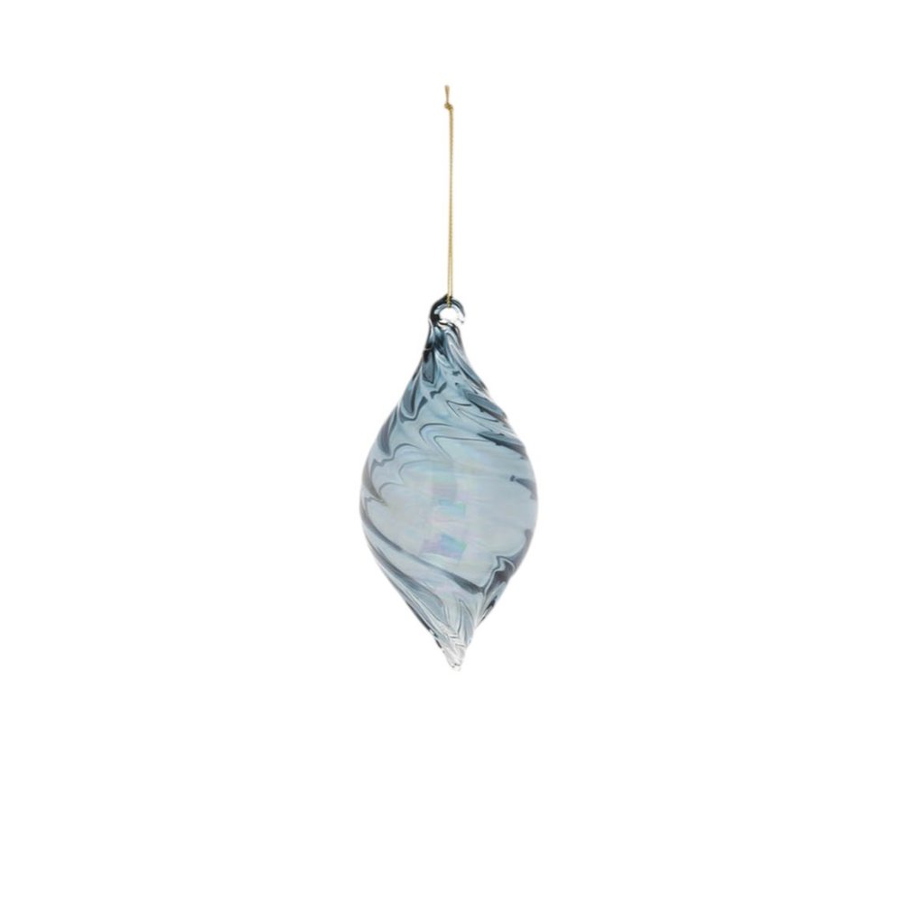 Set of Twelve Blue Glass Hanging Figurine Ornaments HomeRoots
