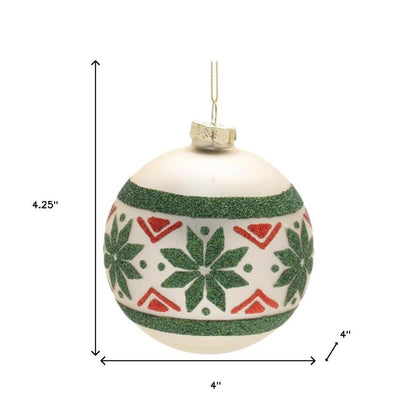 Set of Six Green And Red Glass Ball Ornaments HomeRoots