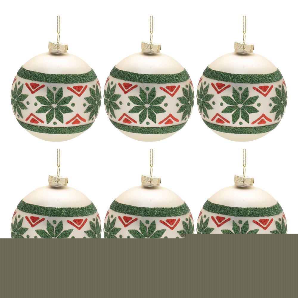 Set of Six Green And Red Glass Ball Ornaments HomeRoots