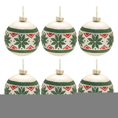 Set of Six Green And Red Glass Ball Ornaments HomeRoots