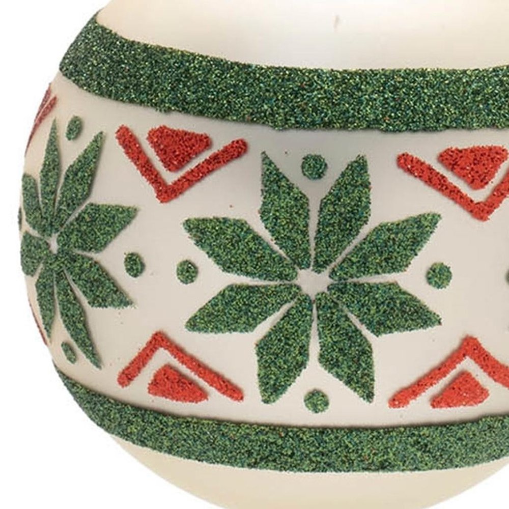 Set of Six Green And Red Glass Ball Ornaments HomeRoots