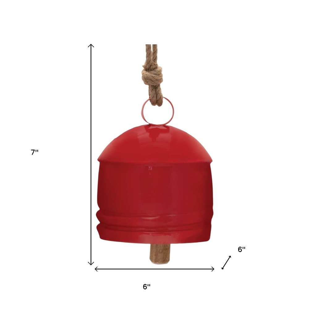 Set of Four Red And Natural Holiday Bell Shaped Ornaments HomeRoots