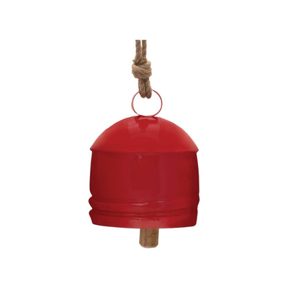 Set of Four Red And Natural Holiday Bell Shaped Ornaments HomeRoots