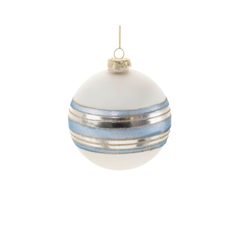 Set of Six Silver And Blue Glass Ball Ornaments HomeRoots