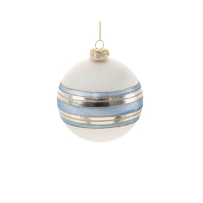 Set of Six Silver And Blue Glass Ball Ornaments HomeRoots