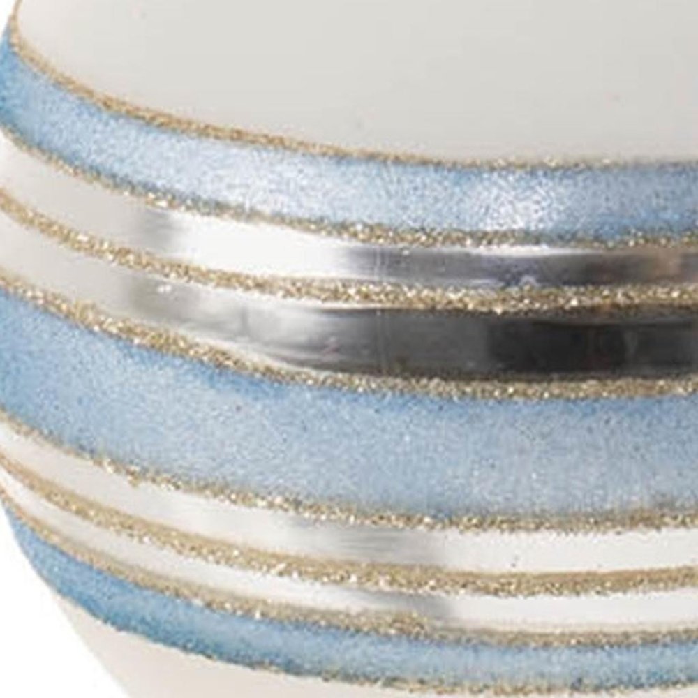 Set of Six Silver And Blue Glass Ball Ornaments HomeRoots