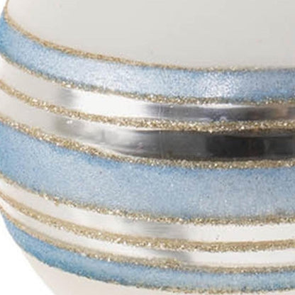 Set of Six Silver And Blue Glass Ball Ornaments HomeRoots