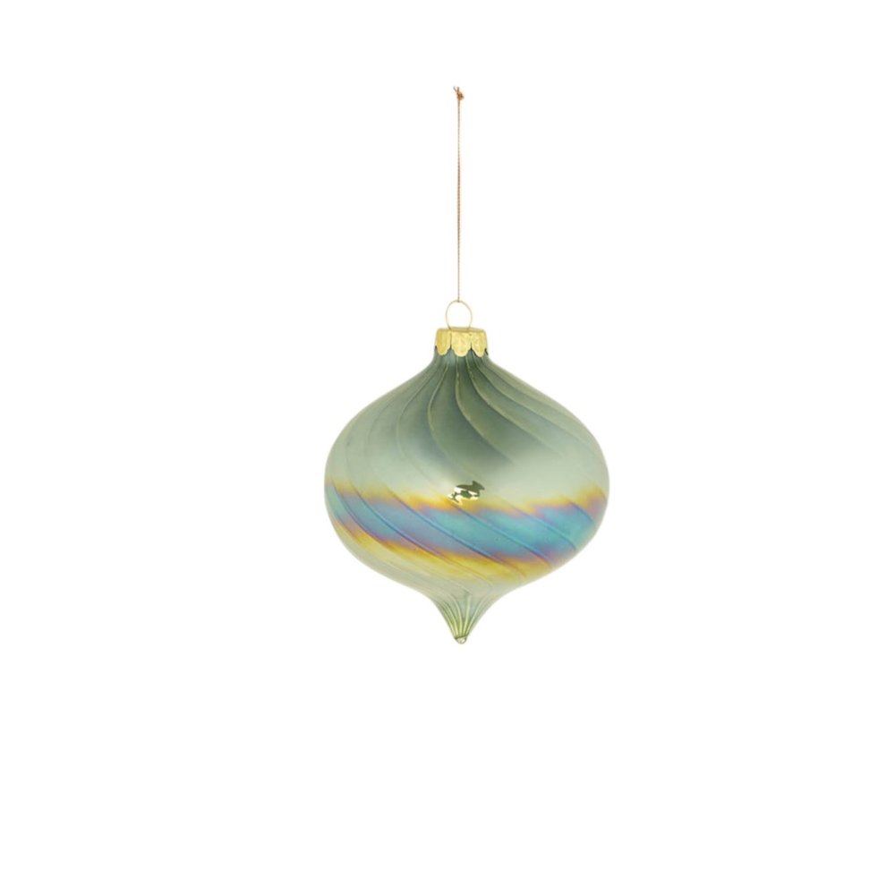 Set of Six Green And Gold Glass Hanging Figurine Ornaments HomeRoots