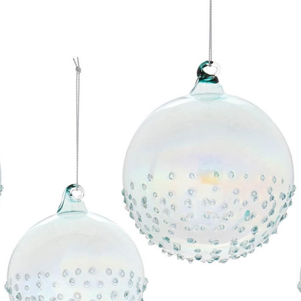Set of Six Blue Glass Ball Ornaments HomeRoots