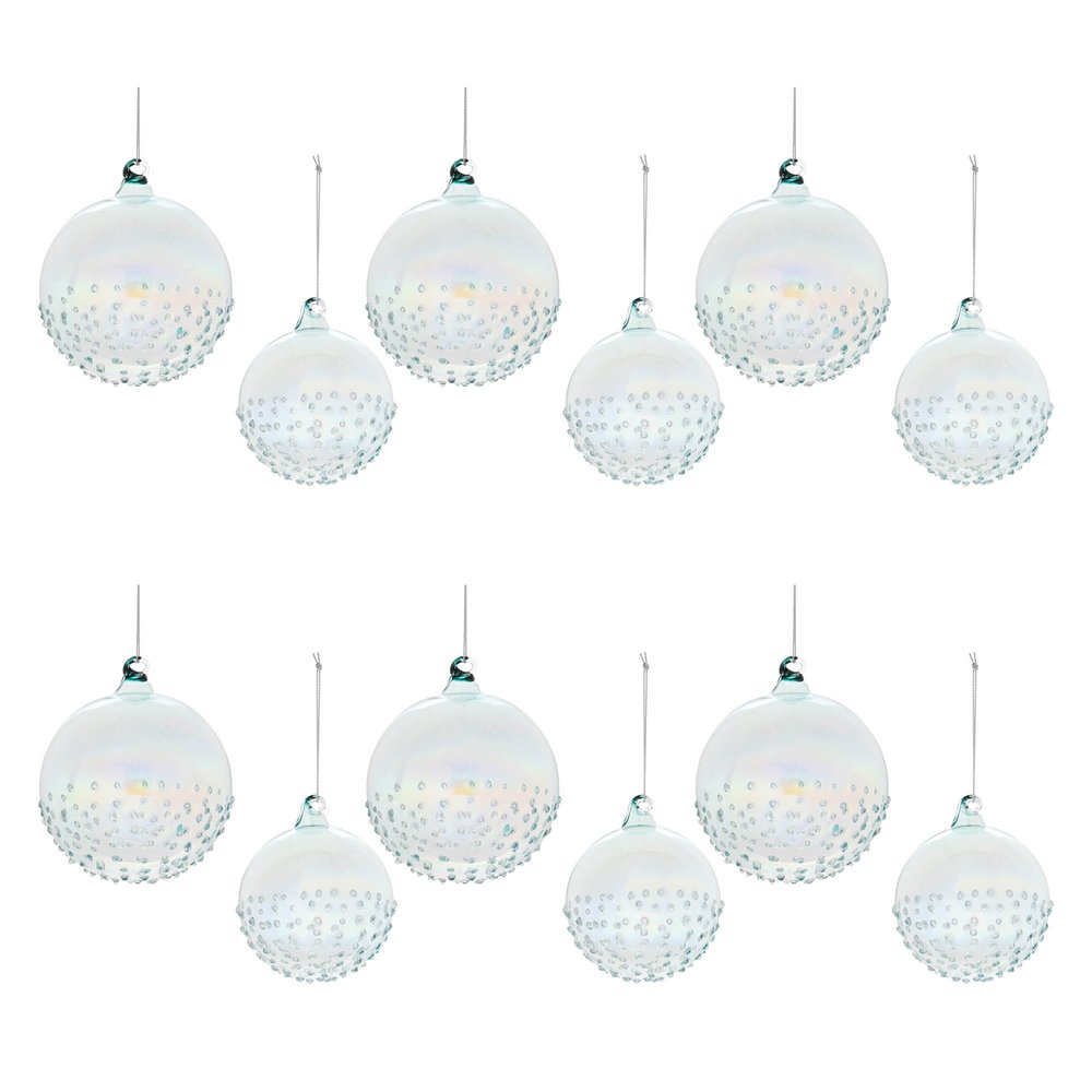 Set of Six Blue Glass Ball Ornaments HomeRoots