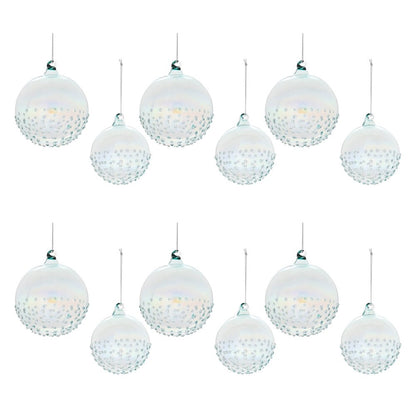 Set of Six Blue Glass Ball Ornaments HomeRoots