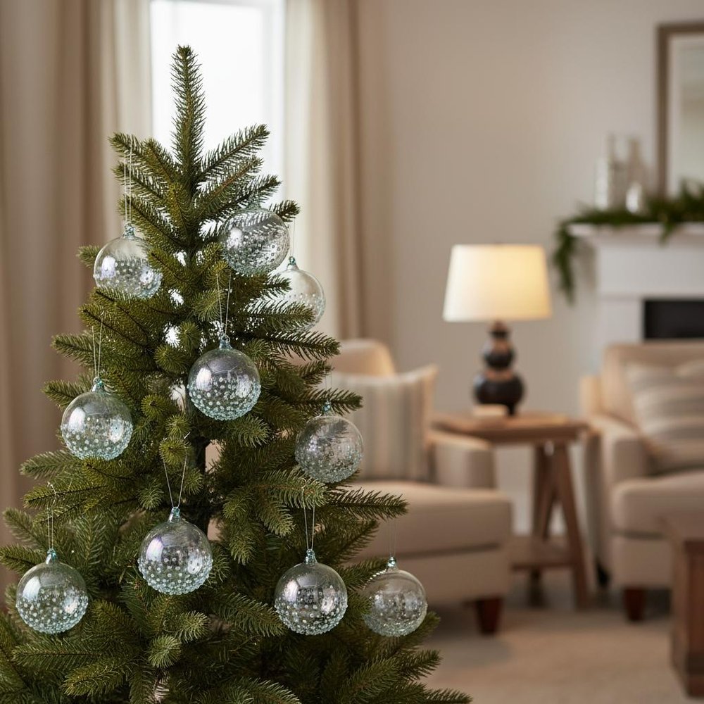 Set of Six Blue Glass Ball Ornaments HomeRoots
