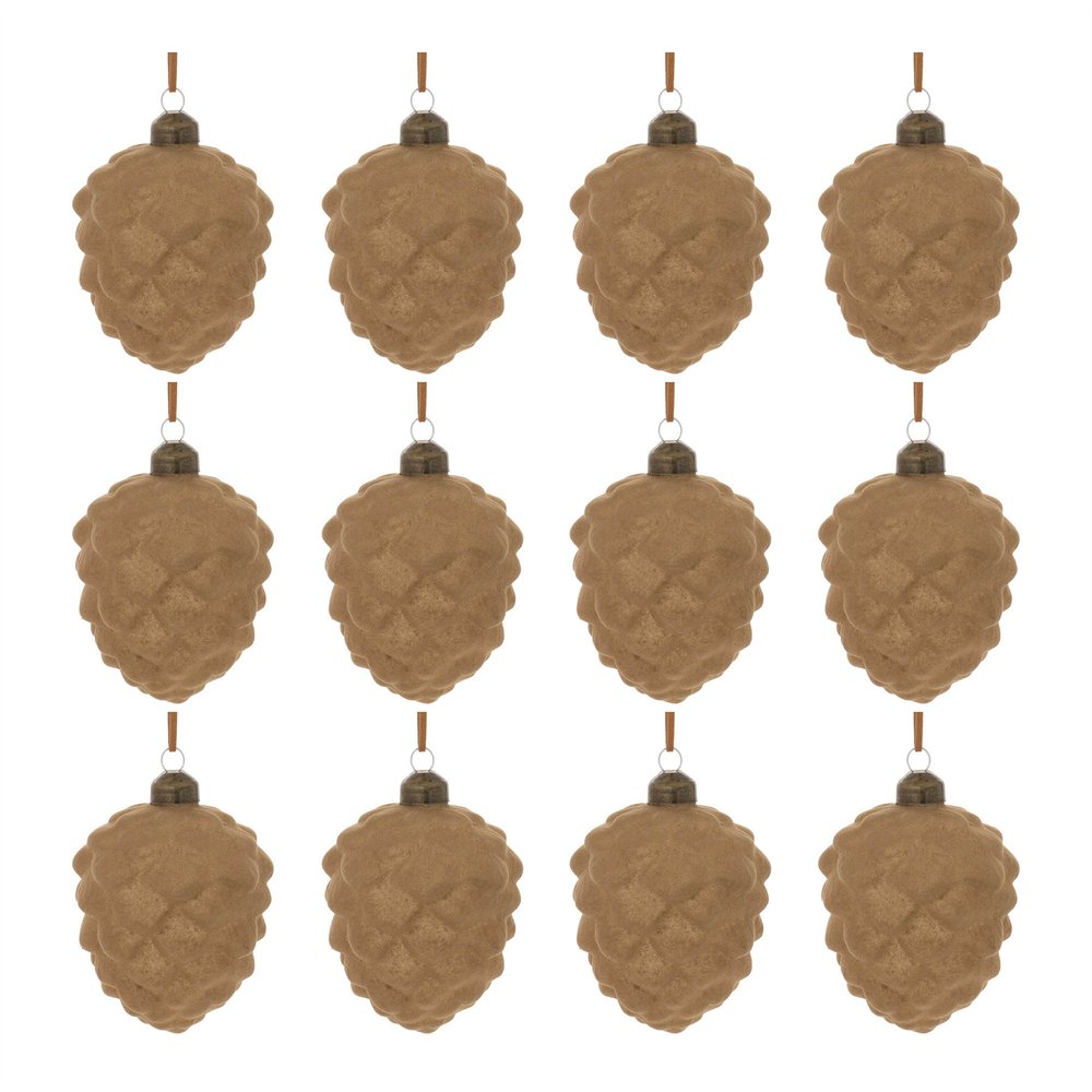 Set of Twelve Brown Glass Hanging Figurine Ornaments HomeRoots