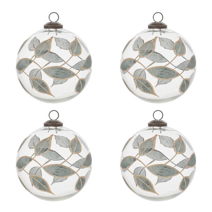 Set of Four Green Glass Ball Ornaments HomeRoots