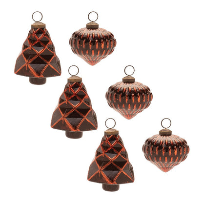 Set of Six Red Glass Hanging Figurine Ornaments HomeRoots