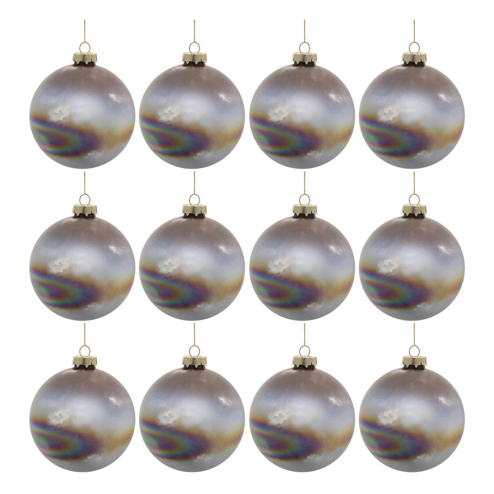 Set of Twelve Brown And Gray Glass Ball Ornaments HomeRoots