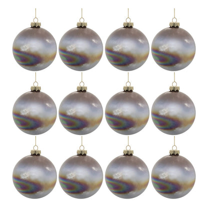 Set of Twelve Brown And Gray Glass Ball Ornaments HomeRoots