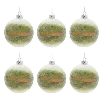 Set of Six Green And Gold Glass Ball Ornaments HomeRoots