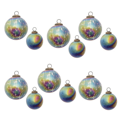 Set of Six Blue And Purple Glass Ball Ornaments HomeRoots