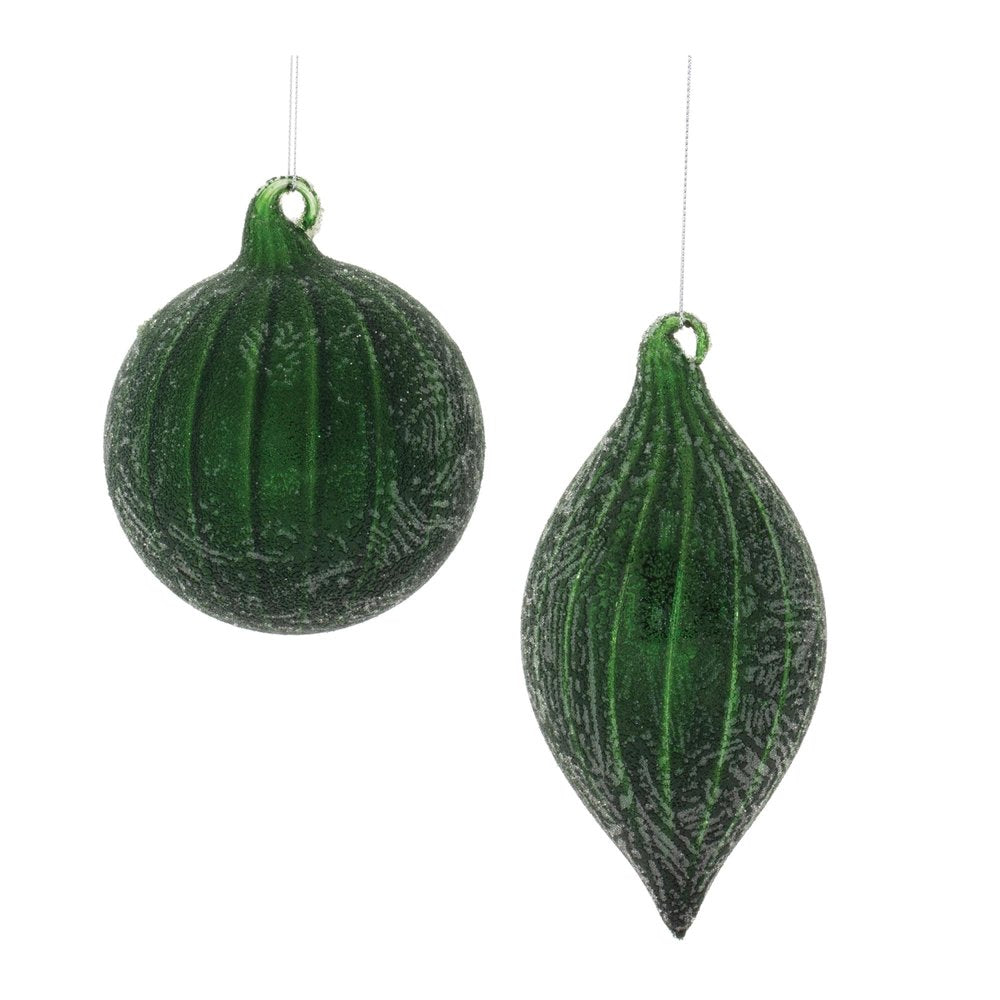 Set of Six Green And Gray Glass Hanging Figurine Ornaments HomeRoots