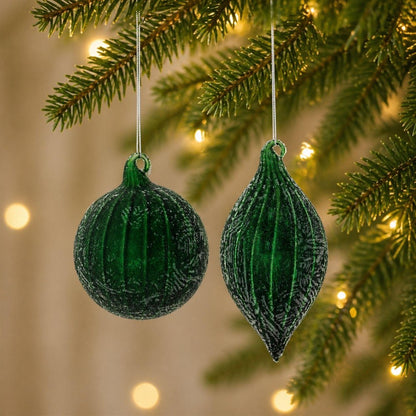 Set of Six Green And Gray Glass Hanging Figurine Ornaments HomeRoots
