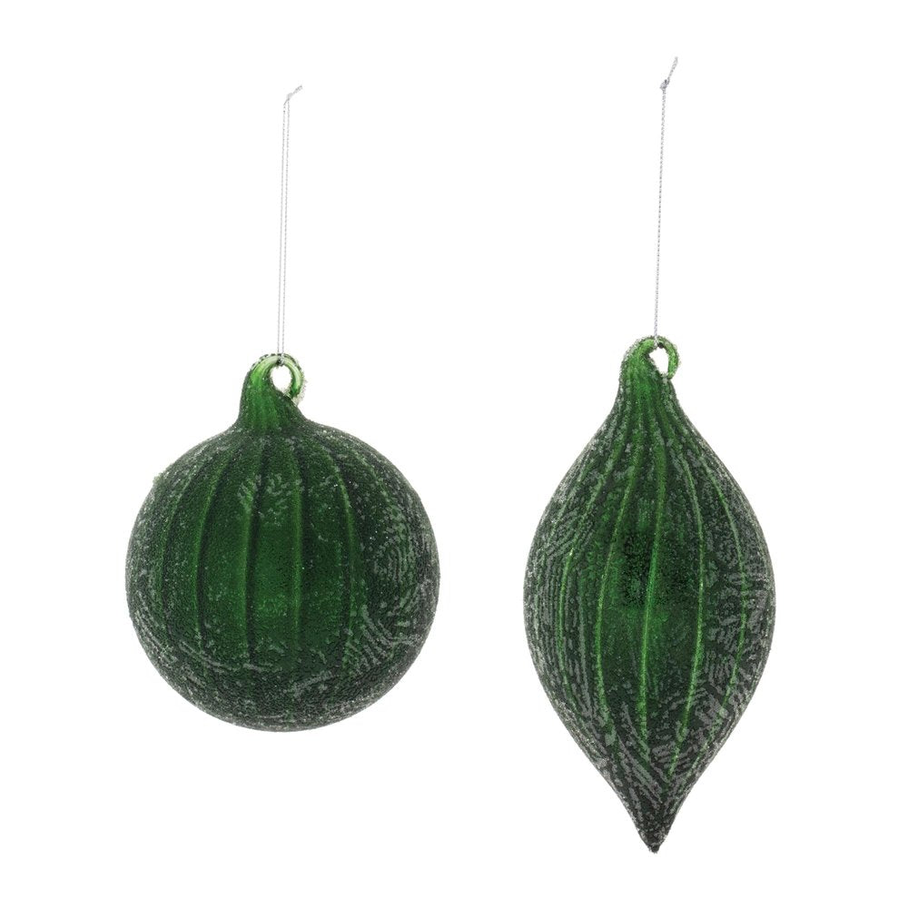 Set of Six Green And Gray Glass Hanging Figurine Ornaments HomeRoots