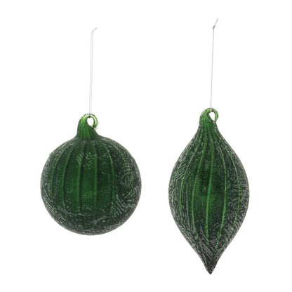 Set of Six Green And Gray Glass Hanging Figurine Ornaments HomeRoots