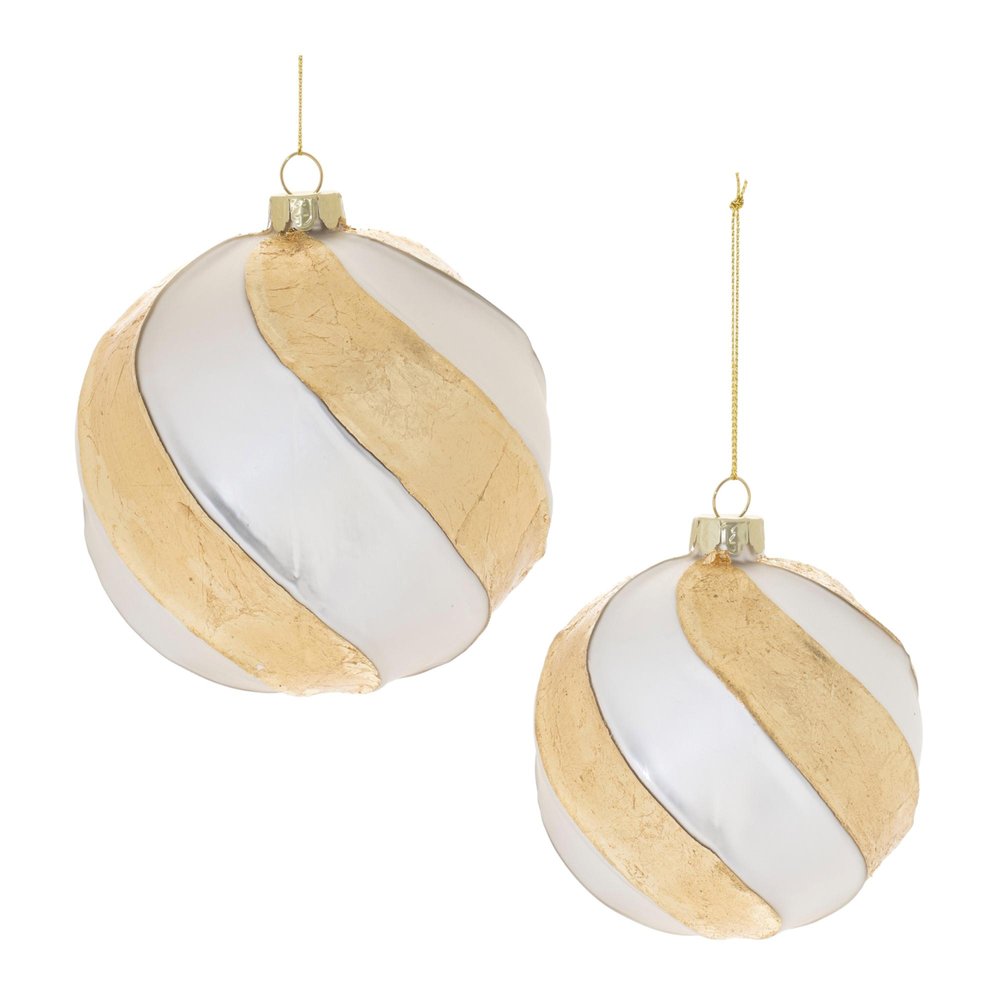 Set of Three Silver And Gold Glass Ball Ornaments HomeRoots