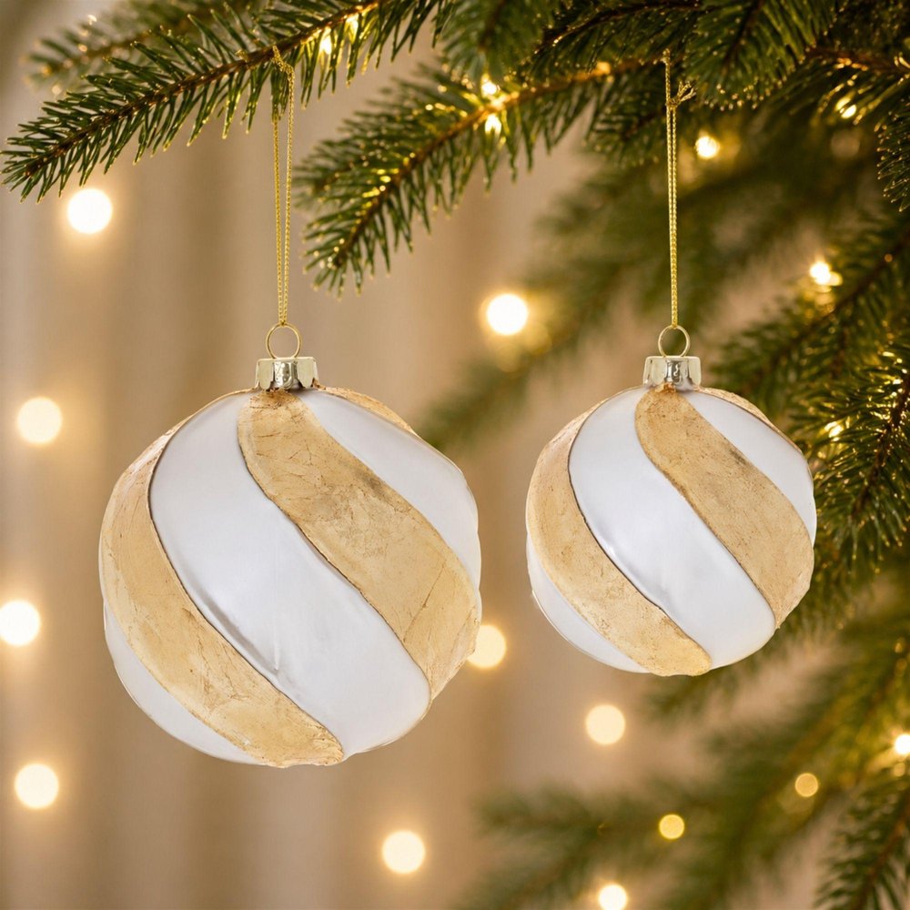 Set of Three Silver And Gold Glass Ball Ornaments HomeRoots