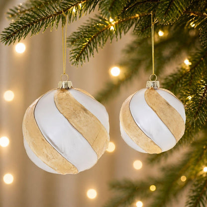 Set of Three Silver And Gold Glass Ball Ornaments HomeRoots