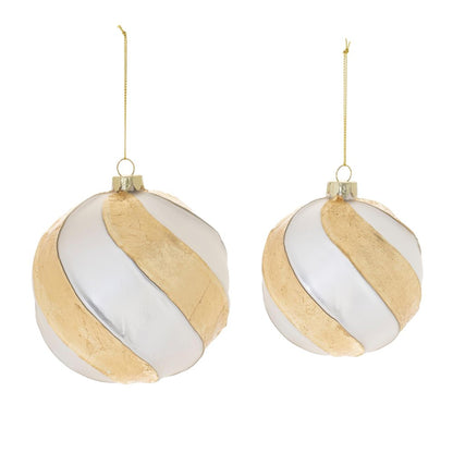 Set of Three Silver And Gold Glass Ball Ornaments HomeRoots