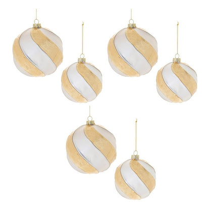 Set of Three Silver And Gold Glass Ball Ornaments HomeRoots